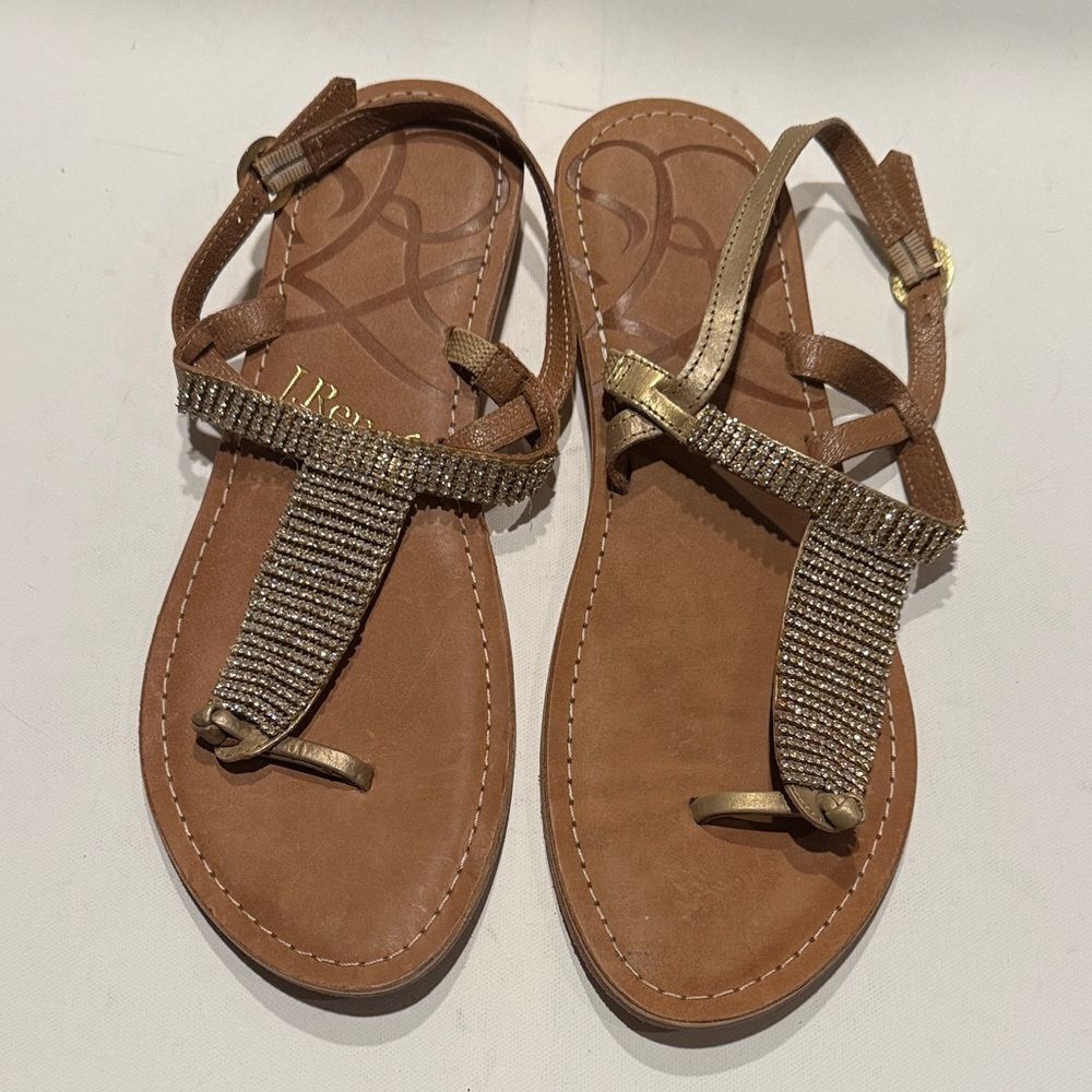 J.Renee Brown and Gold Embellished Sandals